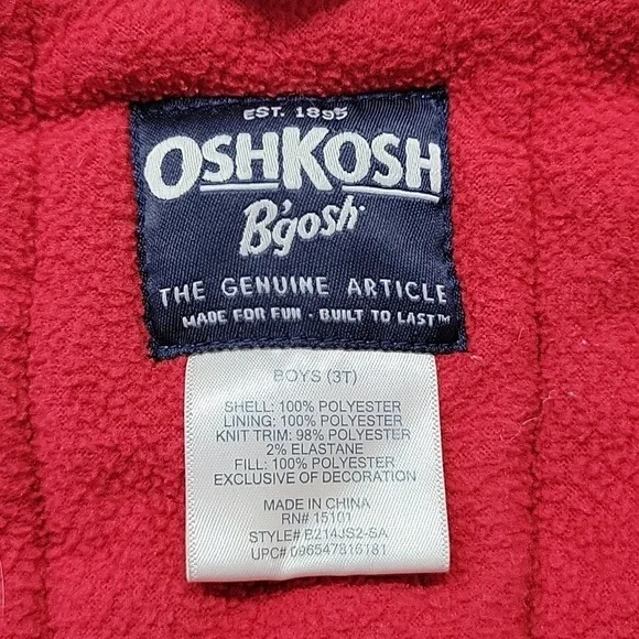 Oshkosh B’gosh Navy Blue Hooded Jacket Winter Coat Full Zip Kids Boys 3T - Picture 7 of 10